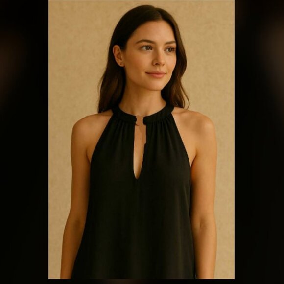 NWT RAMY BROOK Heather Silk Chiffon Blouse Split V Halter Neckline S MSRP $295 - Picture 1 of 8